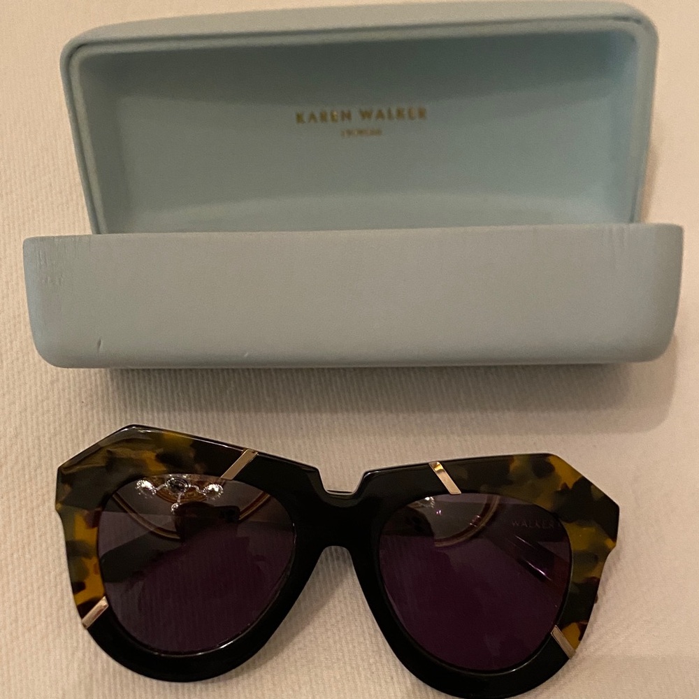 Karen Walker Black and Tortoise Sunglasses with dark Lenses